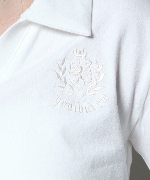YOUTHKREW(ユースクルー)の「YOUTHKREW/オープンPOLO T 2122431(Tシャツ/カットソー・レディース・ブラック/ホワイト・FREE)」の7枚目の写真
