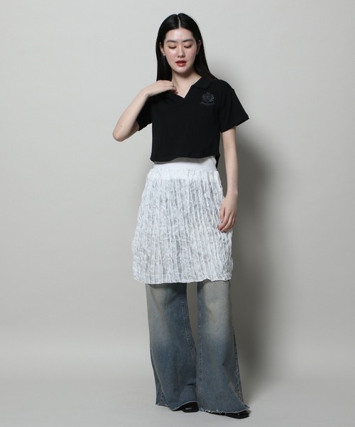 YOUTHKREW(ユースクルー)の「YOUTHKREW/オープンPOLO T 2122431(Tシャツ/カットソー・レディース・ブラック/ホワイト・FREE)」の22枚目の写真