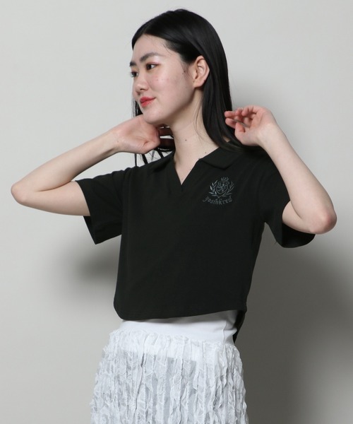 YOUTHKREW(ユースクルー)の「YOUTHKREW/オープンPOLO T 2122431(Tシャツ/カットソー・レディース・ブラック/ホワイト・FREE)」の20枚目の写真