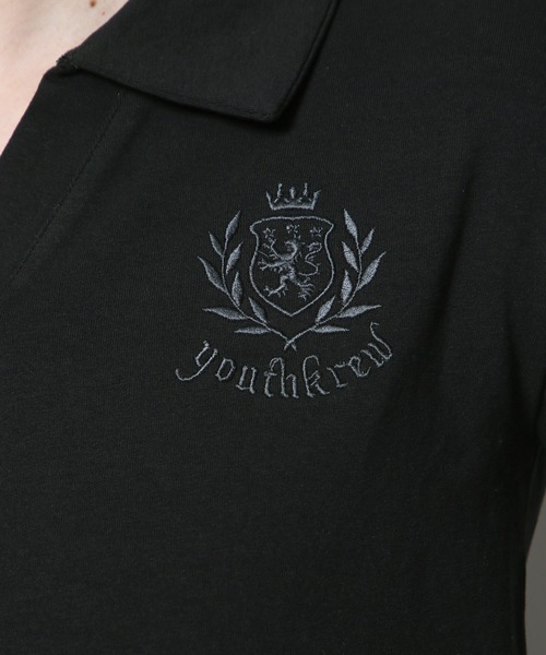 YOUTHKREW(ユースクルー)の「YOUTHKREW/オープンPOLO T 2122431(Tシャツ/カットソー・レディース・ブラック/ホワイト・FREE)」の6枚目の写真