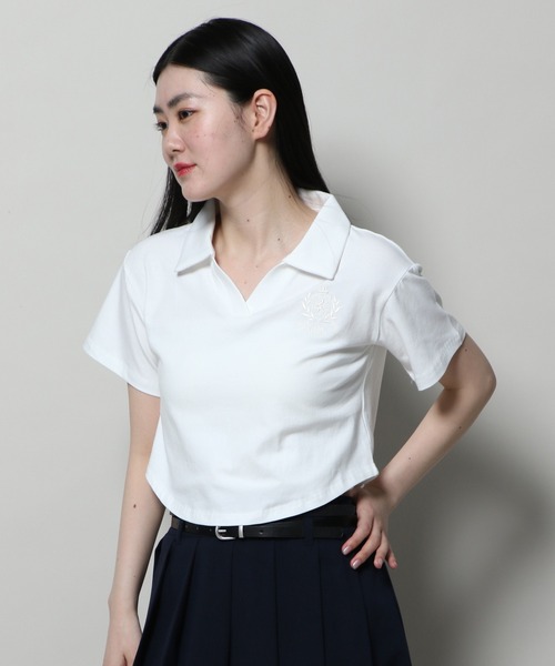 YOUTHKREW(ユースクルー)の「YOUTHKREW/オープンPOLO T 2122431(Tシャツ/カットソー・レディース・ブラック/ホワイト・FREE)」の17枚目の写真