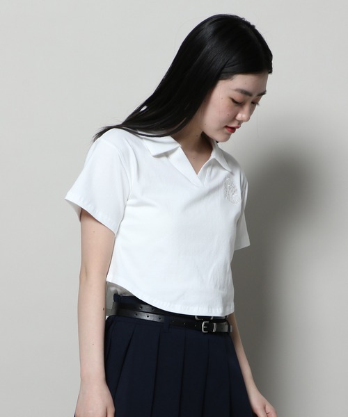 YOUTHKREW(ユースクルー)の「YOUTHKREW/オープンPOLO T 2122431(Tシャツ/カットソー・レディース・ブラック/ホワイト・FREE)」の16枚目の写真