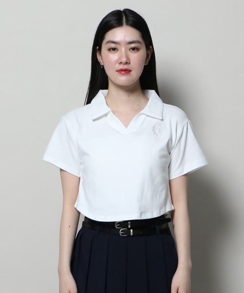 YOUTHKREW(ユースクルー)の「YOUTHKREW/オープンPOLO T 2122431(Tシャツ/カットソー・レディース・ブラック/ホワイト・FREE)」の14枚目の写真