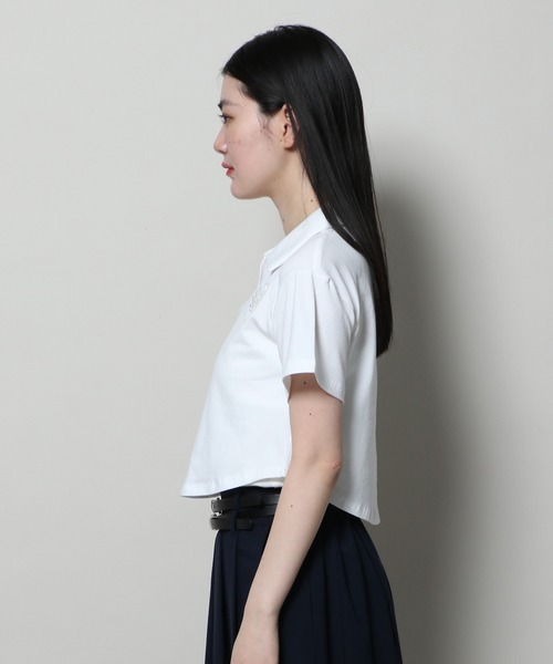 YOUTHKREW(ユースクルー)の「YOUTHKREW/オープンPOLO T 2122431(Tシャツ/カットソー・レディース・ブラック/ホワイト・FREE)」の13枚目の写真
