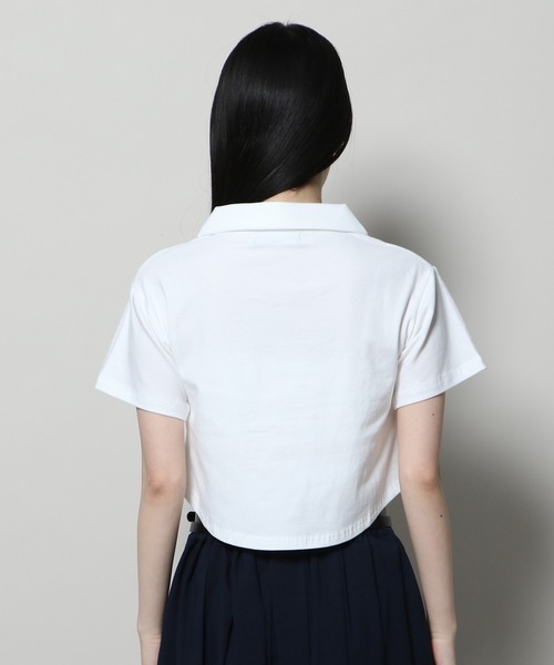 YOUTHKREW(ユースクルー)の「YOUTHKREW/オープンPOLO T 2122431(Tシャツ/カットソー・レディース・ブラック/ホワイト・FREE)」の12枚目の写真