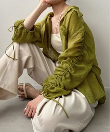 mic by Olu. | 【ZOZOTOWN限定】袖シャーリングシアーシャツ(シャツ/ブラウス)