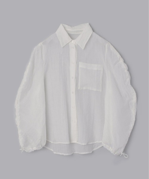 mic by Olu.（ミックバイオルドット）の「袖シャーリングシアーシャツ（シャツ/ブラウス・レディース・カーキ/ホワイト・FREE）」の15枚目の写真