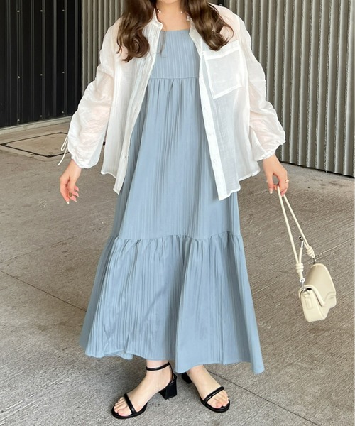 mic by Olu.（ミックバイオルドット）の「袖シャーリングシアーシャツ（シャツ/ブラウス・レディース・カーキ/ホワイト・FREE）」の3枚目の写真