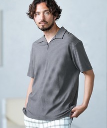 mhs2206-dobby Jacquard short-sleeve skipper design poloshirt ポロシャツ