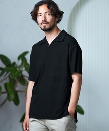 mhs2206-dobby Jacquard short-sleeve skipper design poloshirt ポロシャツ