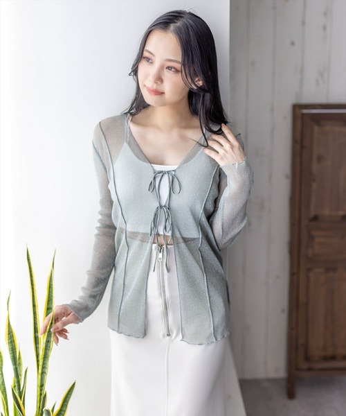 【13号】美品　レリアン　シアー　羽織り　カーディガン　リボン zz-30953_200-1.jpg?1717130068
