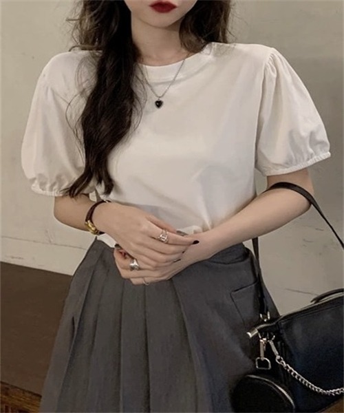 Dream garden(ドリームガーデン)の「パフスリーブTシャツ(Tシャツ/カットソー・レディース・ホワイト・XL/L/M)」の3枚目の写真