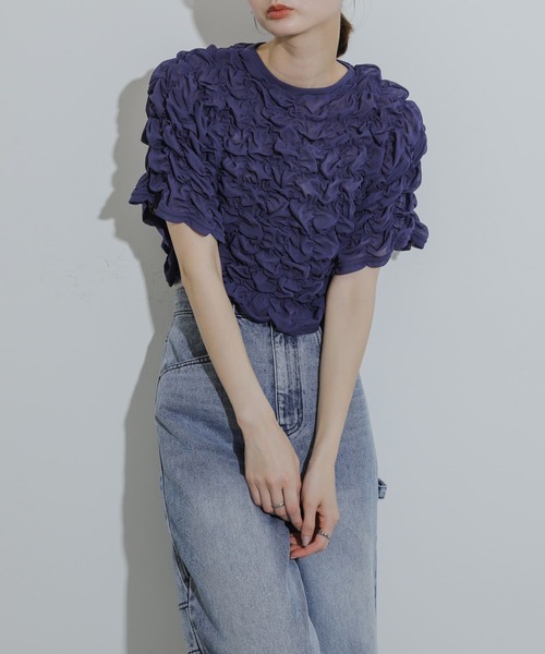 SENSE OF PLACE by URBAN RESEARCH(センスオブプレイスバイアーバンリサーチ)の「ポップコーンシャーリングカットトップ(Tシャツ/カットソー・レディース・ブラック/ネイビー/アイボリー・ONE)」の4枚目の写真