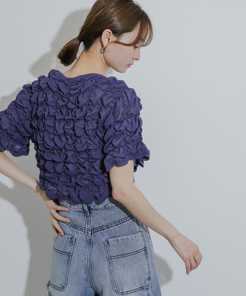 SENSE OF PLACE by URBAN RESEARCH(センスオブプレイスバイアーバンリサーチ)の「ポップコーンシャーリングカットトップ(Tシャツ/カットソー・レディース・ブラック/ネイビー/アイボリー・ONE)」の7枚目の写真