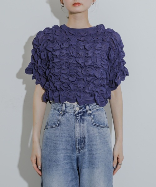 SENSE OF PLACE by URBAN RESEARCH(センスオブプレイスバイアーバンリサーチ)の「ポップコーンシャーリングカットトップ(Tシャツ/カットソー・レディース・ブラック/ネイビー/アイボリー・ONE)」の10枚目の写真