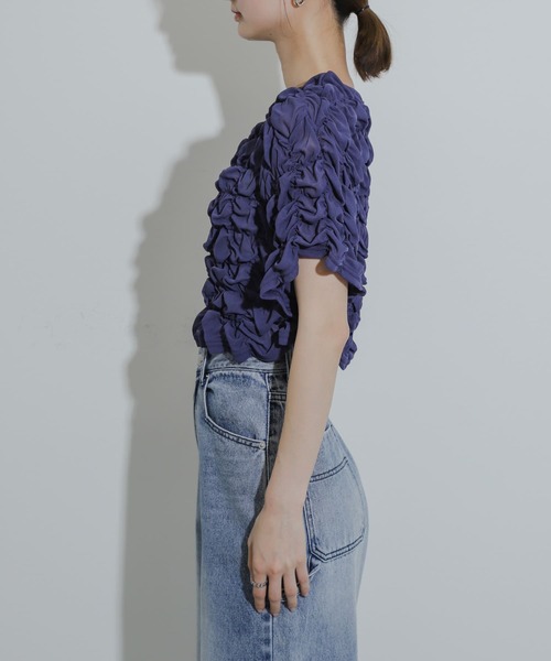 SENSE OF PLACE by URBAN RESEARCH(センスオブプレイスバイアーバンリサーチ)の「ポップコーンシャーリングカットトップ(Tシャツ/カットソー・レディース・ブラック/ネイビー/アイボリー・ONE)」の11枚目の写真