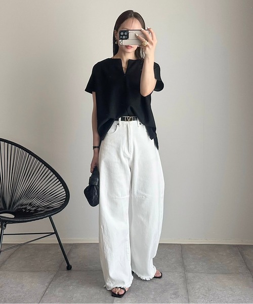 Emma Taylor（エマテイラー）の「【リバイバル】ライトダンボールフロント2WAYプルオーバー（Tシャツ/カットソー・レディース・ホワイト/ブラック/チャコールグレー・FREE）」の4枚目の写真