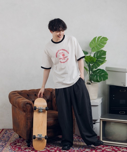 MUHET（ミュエータ）の「リンガーTシャツ（Tシャツ/カットソー・レディース・グリーン/グレイッシュベージュ/オフホワイト/ブルー・X-LARGE/MEDIUM）」の14枚目の写真
