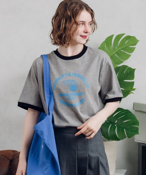 MUHET（ミュエータ）の「リンガーTシャツ（Tシャツ/カットソー・レディース・グリーン/グレイッシュベージュ/オフホワイト/ブルー・X-LARGE/MEDIUM）」の19枚目の写真