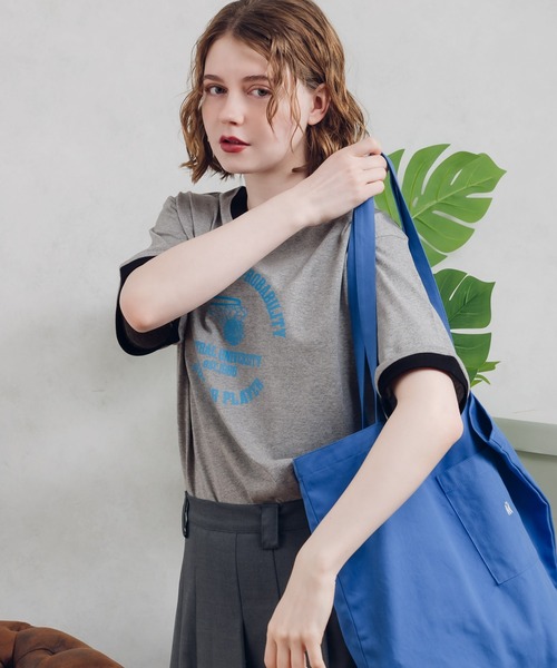 MUHET（ミュエータ）の「リンガーTシャツ（Tシャツ/カットソー・レディース・グリーン/グレイッシュベージュ/オフホワイト/ブルー・X-LARGE/MEDIUM）」の20枚目の写真