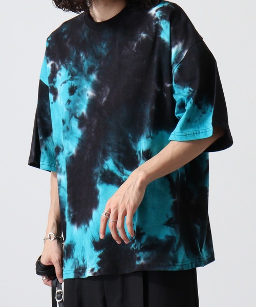 ATELANE(アテレーン)の「タイダイBIGTシャツ(Tシャツ/カットソー・メンズ・ブラック×ベージュ/ブラック×ブルー/ホワイト×ブラック/ネイビー・M/L)」の3枚目の写真