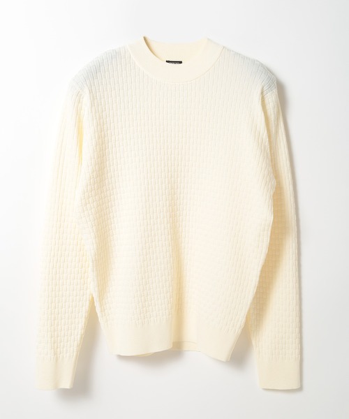 CROWDED CLOSET（クラウデッドクローゼット）の「格子柄モックネックニット（ニット/セーター・メンズ・ホワイト/ネイビー/ブラック/ライトグレー・02/04/03）」の2枚目の写真