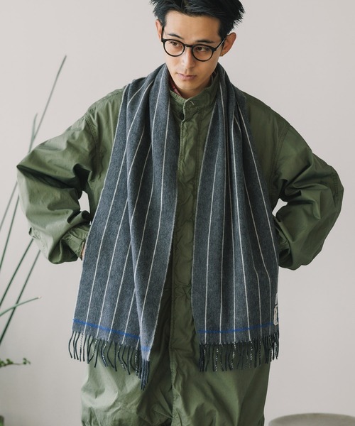 Hilltop(ヒルトップ)の「HILLTOP/ヒルトップ マフラー メリノウール(マフラー・メンズ・グレー系/グリーン系/ネイビー系/レッド系・FREE)」の17枚目の写真