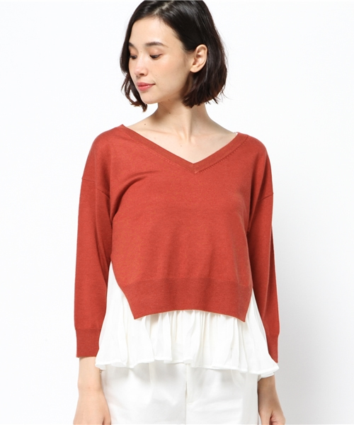 URBAN RESEARCH（アーバンリサーチ）の「UR サイドスリット7分袖セットプルオーバー（その他トップス・レディース・オレンジ/グレー/ネイビー・FREE）」の4枚目の写真