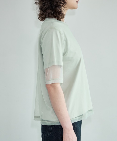 Formeque(フォルミーク)の「【Formeque】シアーTシャツ(Tシャツ/カットソー・レディース・オフホワイト/グリーン・FREE)」の9枚目の写真