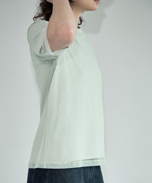 Formeque(フォルミーク)の「【Formeque】シアーTシャツ(Tシャツ/カットソー・レディース・オフホワイト/グリーン・FREE)」の6枚目の写真