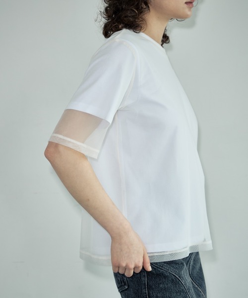 Formeque(フォルミーク)の「【Formeque】シアーTシャツ(Tシャツ/カットソー・レディース・オフホワイト/グリーン・FREE)」の15枚目の写真