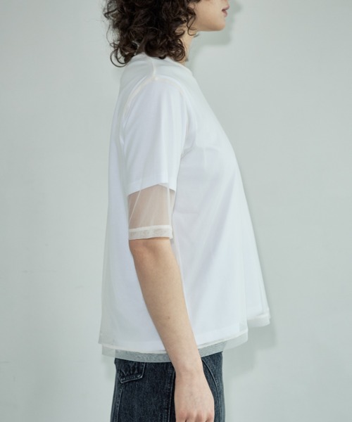 Formeque(フォルミーク)の「【Formeque】シアーTシャツ(Tシャツ/カットソー・レディース・オフホワイト/グリーン・FREE)」の14枚目の写真