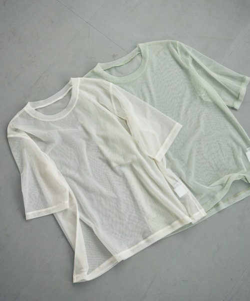 Formeque(フォルミーク)の「【Formeque】シアーTシャツ(Tシャツ/カットソー・レディース・オフホワイト/グリーン・FREE)」の17枚目の写真