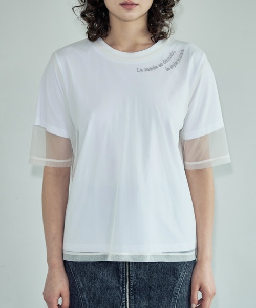 Formeque(フォルミーク)の「【Formeque】シアーTシャツ(Tシャツ/カットソー・レディース・オフホワイト/グリーン・FREE)」の16枚目の写真