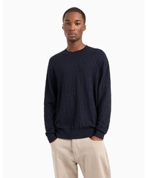 ARMANI EXCHANGE | 【A|X アルマーニ エクスチェンジ】オールオーバーロゴステッチ　ニットプルオーバー（EC限定カラー含）(ニット/セーター)
