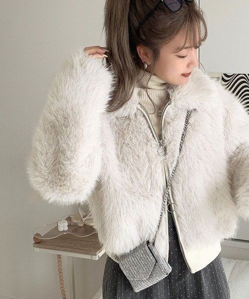 セール】【mily bilet】今期主役級ふわふわアウター。ミックスシャギー