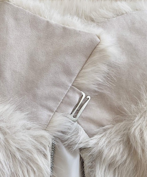 mily bilet（ミウィビレット）の「【mily bilet】今期主役級ふわふわアウター。ミックスシャギーファーダブルジップショート丈ブルゾン（ブルゾン・レディース・アイボリー/チャコールグレー・X-LARGE/SMALL/MEDIUM/LARGE）」の13枚目の写真