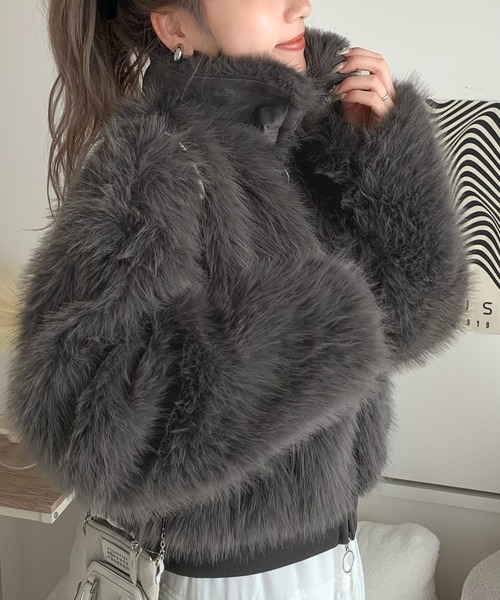 セール】【mily bilet】今期主役級ふわふわアウター。ミックスシャギー