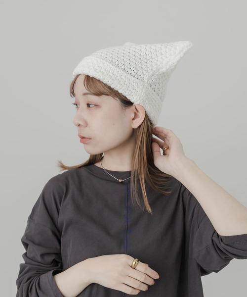 SMELLY（スメリー）の「ネコミミワッチキャップ（ニットキャップ/ビーニー・レディース・ブラック/ホワイト・-）」の5枚目の写真