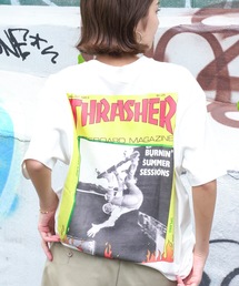 Manhattan Portage × THRASHER BACK COVER S/S T-SHIRTS/マンハッタンポーテージ × スラッシャー マガジングラフィックバックプリントコレボレーション半袖Tシャツ