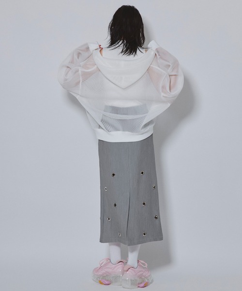 Narcissus（ナルシス）の「メッシュフードジップパーカー　ボンディング（その他アウター・レディース・ホワイト/ブラック・FREE）」の4枚目の写真