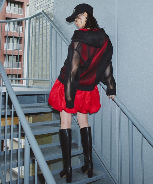 Narcissus（ナルシス）の「メッシュフードジップパーカー　ボンディング（その他アウター・レディース・ホワイト/ブラック・FREE）」の9枚目の写真