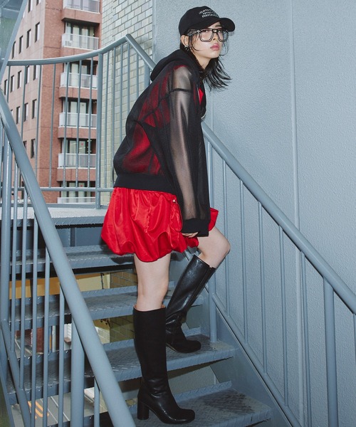 Narcissus（ナルシス）の「メッシュフードジップパーカー　ボンディング（その他アウター・レディース・ホワイト/ブラック・FREE）」の8枚目の写真