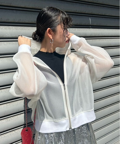 Narcissus（ナルシス）の「メッシュフードジップパーカー　ボンディング（その他アウター・レディース・ホワイト/ブラック・FREE）」の19枚目の写真