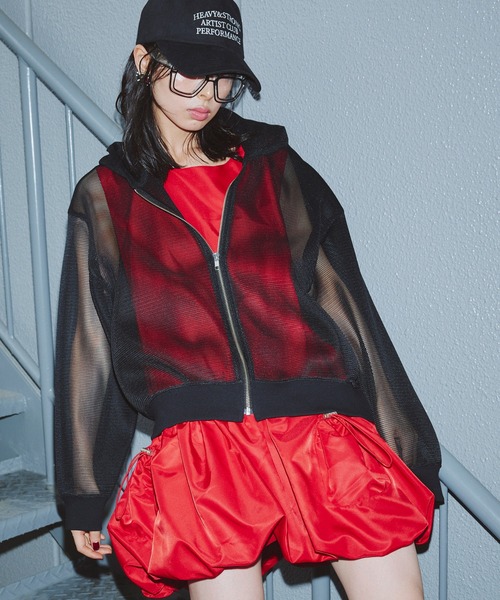 Narcissus（ナルシス）の「メッシュフードジップパーカー　ボンディング（その他アウター・レディース・ホワイト/ブラック・FREE）」の18枚目の写真