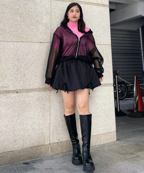 Narcissus（ナルシス）の「メッシュフードジップパーカー　ボンディング（その他アウター・レディース・ホワイト/ブラック・FREE）」の21枚目の写真