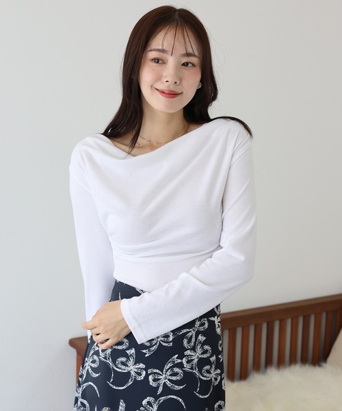 ドレープネックオフショルトップス（Tシャツ/カットソー
