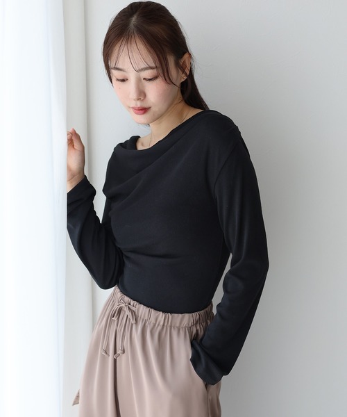 【関税込み】JULIUS ブラック ドレープ 長袖トップス ユリウス JULIUS COTTON SZ JERSEY T-SHIRT （BLACK