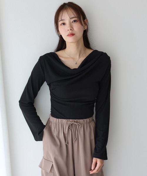韓国ファッショントップス ドレープ モード カットソー Tシャツ 楽天市場】ドレープ ネック（Tシャツ・カットソー｜トップス