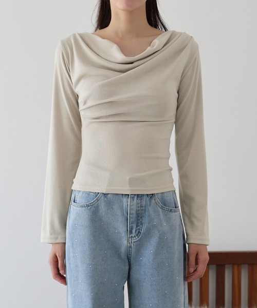 ドレープネックオフショルトップス（Tシャツ/カットソー